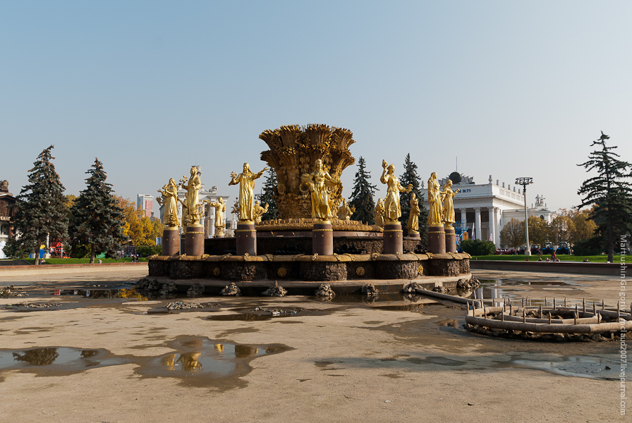 One of those, the fountain Friendship of the Peoples, is surrounded with golden female sculptures. T...