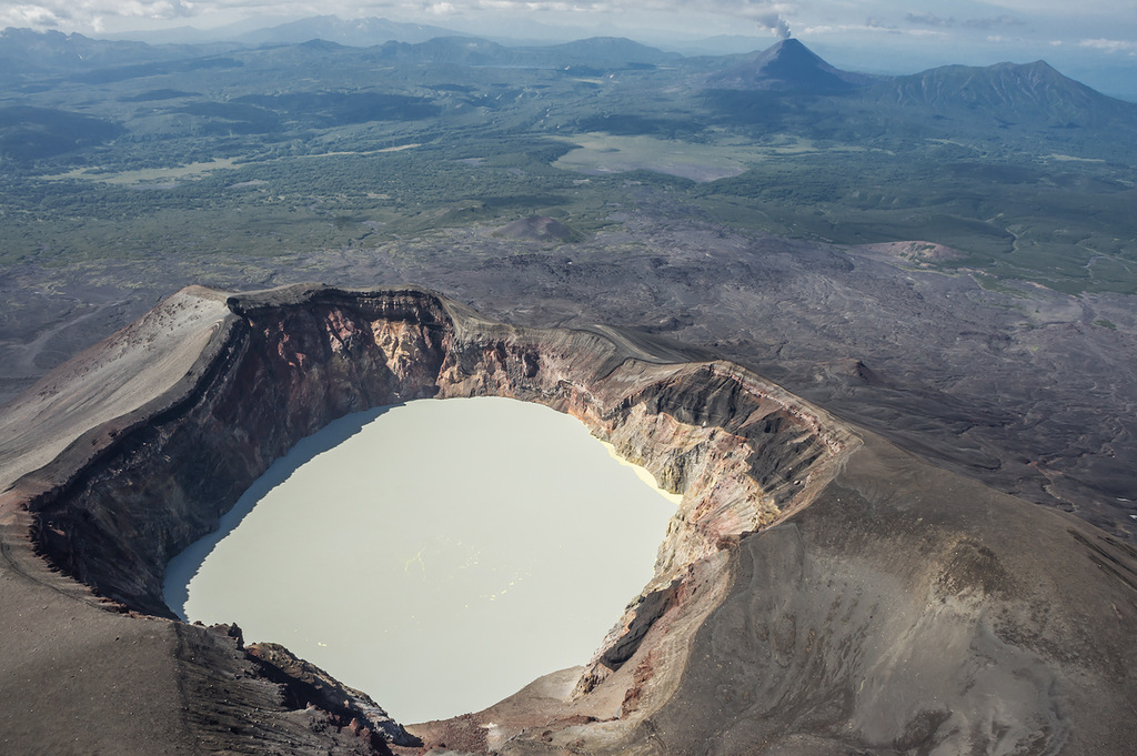 The volcano has a beautiful light-green acidic crater lake. The lake is 500 meters (1,640 feet) in d...