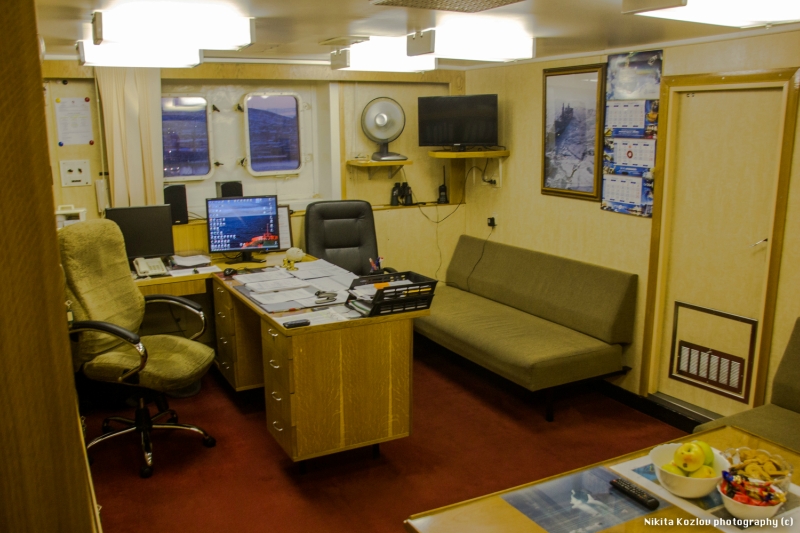 The captain's cabin is very cozy and spacious, and it is very different from a cabin on a river vess...