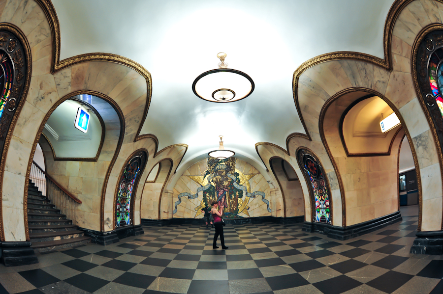 The most beautiful station on the Koltsevaya line, Novoslobodskaya, which was opened on January 30 1...