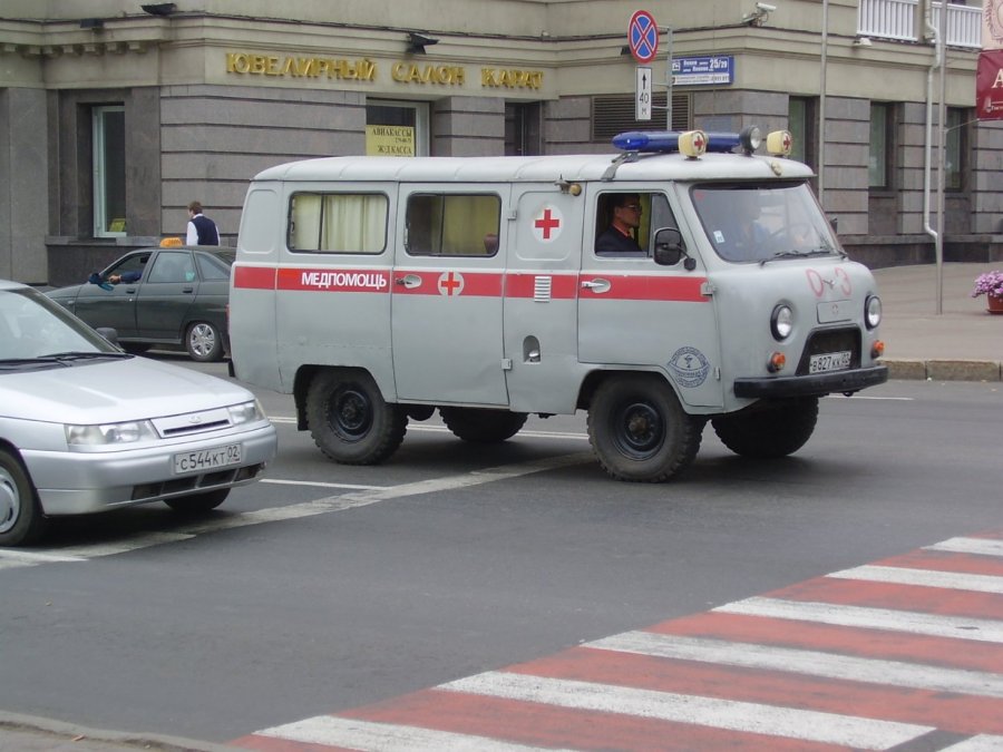 An ambulance in Ufa city.
