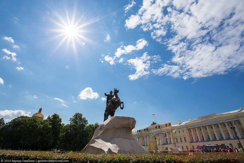 A bronze statue of Medny Vsadnik (a Copper Rider).